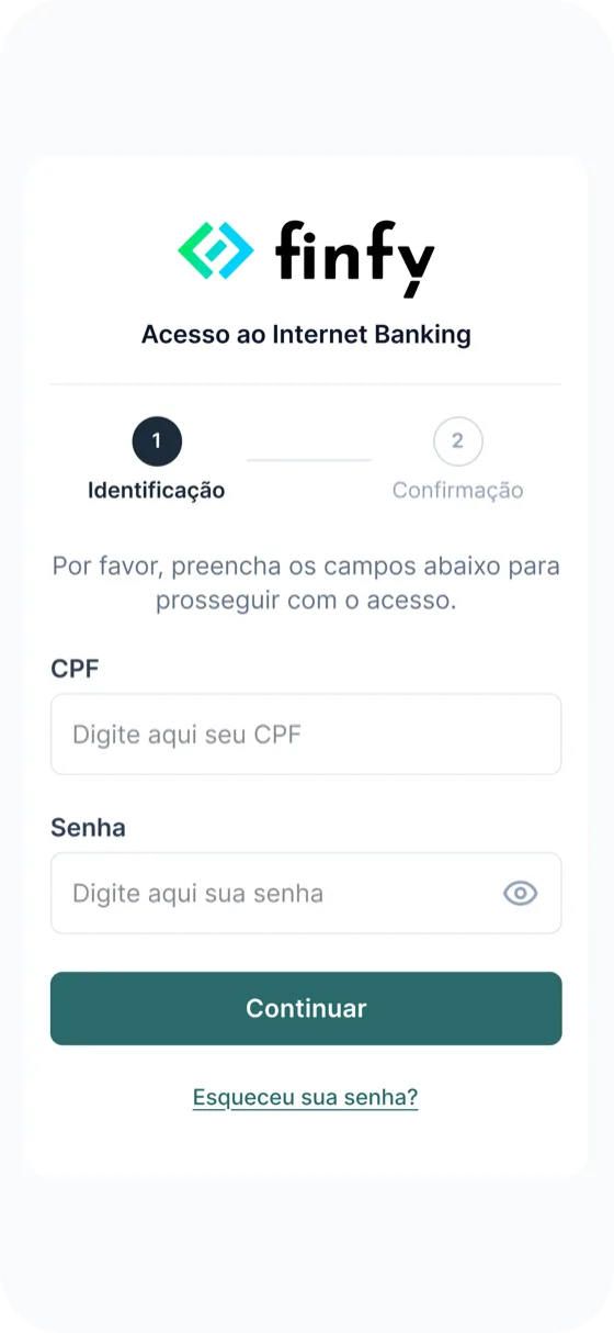 Tela de login do app Finfy (CPF e senha)